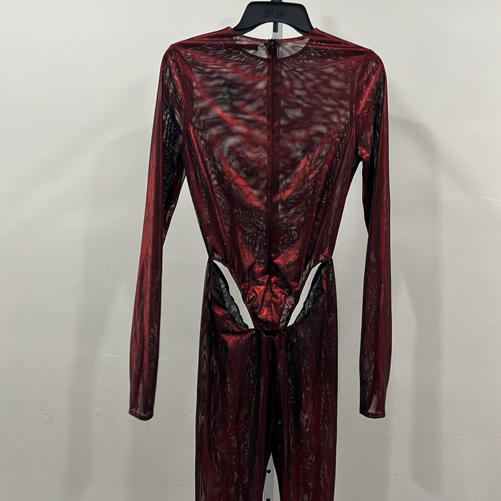 LaQuan Smith Hip Cut Out Jumpsuit in Red - Picture 7 of 11